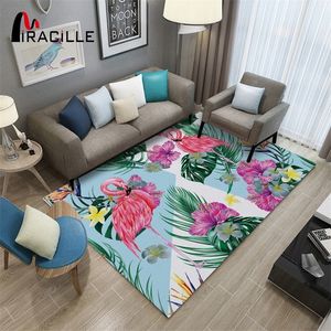 Miracille Flamingo Carpet for Living Room Rectangle Animals Printed Area Rugs Children Kids Play Carpets Parlor Hallway Kitchen 201214