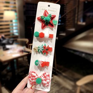 New Christmas hair clip set bowknot hair clip Christmas Tree Snowflake old man duck bill clip children's lovely hair ornaments gifts