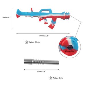 10.2"ak47 smoking pipe with 60mm Titanium nail printed kits silicone pipes Oil Rig Straw Concentrate Dab Bong