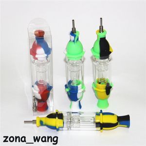 Hookahs 10mm Silicon Nectar dab rig with Gr2 Titanium nail VS Glass bong silinectar Silicone pipes