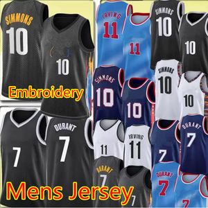 13 Harden 7 Kevin Basketbol Forması Irving 11 Kyrie Mens T-Shirt Brooklyns City 75th Yıldönümü Net Siyah Mavi Üniforma 2022 Yeni Sezon