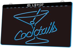 LS1137 Cocktails Rum Wine Lounge Bar Pub 3D Engraving LED Light Sign Wholesale Retail