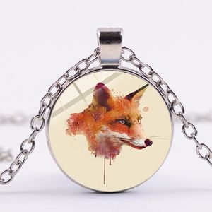 Wholesale crystal fox pendant resale online - Fox Painting Necklace Beautiful Little Fox in Forest Glass Crystal Pendant Lady Sweater Chain Fashion Animal Jewelry