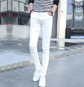 Men's Fashion White Jeans for Young Men Sale Men's Pants Casual Slim Straight Trousers Denim