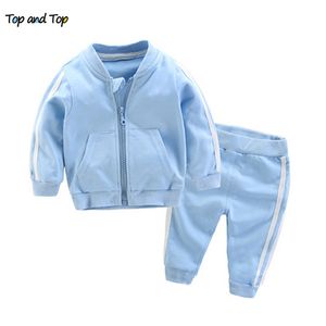 Topp och topp mode barn baby pojke kläder uppsättning bomull långärmad tröja + byxor 2pcs tracksuit baby girls outfits bebes lj201023