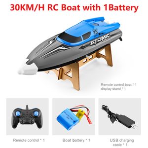GOOLRC 30km / h Höghastighets Racing RC Båt med IPv7 Vattentät 2.4GHz 4 Kanal 370 Motor fjärrkontroll Båtleksaker för barngåva