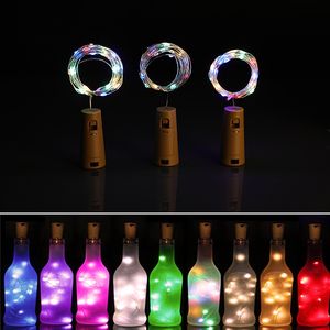 2m bottiglia di vino per bottiglia di sughero String String 20 luci a LED Potenza della batteria per il partito Wedding Birthday Party Capodanno Capodanno barra di Natale decorazione bottiglia luci