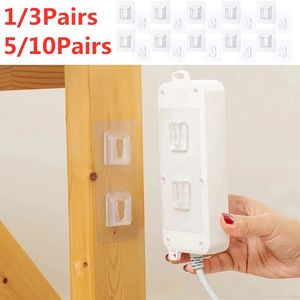 1 3 5 10Pairs Cable Organizer Clips Cable Management Double-Sided Adhesive Wall Hooks Wire Manager Holder USB Charging Winder