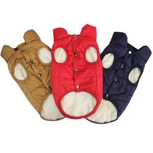 Dog Jackets 2 Layers Fleece Lined Warm Dog Apparel Soft Windproof Small Dogs Clothes Coat for Winter Cold Weather Red S A233