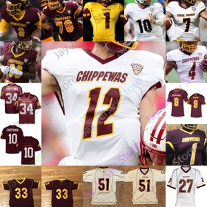 Camisa de futebol do Central Michigan NCAA College Eric Fisher Antonio Brown (A.Brown) Quinten Dormady David Moore Jonathan Ward Lewis