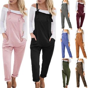 Mulheres suspender calças moda ocident tendência cor sólida calças retas designer outono feminino solto alta cintura cintura casual calças de bolso casual