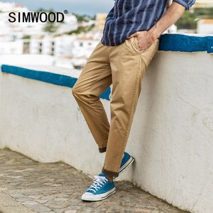 Simwood Summer New Pants 남성 캐주얼 의류 염색 발목 길이 바지 스트라이프 스트라이프 턴 업 커프스 플러스 사이즈 Chuch Si980556 2011