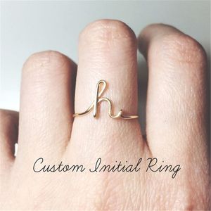 Nomes Anéis Prata venda por atacado-Moda ouro prata cor a z carta nome inicial anel unisex para mulheres homens anéis dedo jóias por atacado