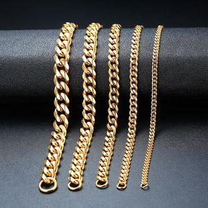 Gioielli moda uomo donna bracciale Catene Maglia in acciaio inossidabile Oro argento colore nero 3mm-11mm