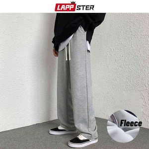 LAPPSTER Mens Streetwear Fleece Baggy Pants 2021 Mens Solid Black Harajuku Sweatpants Male Casual Korean Fashion Joggers Pants G0104