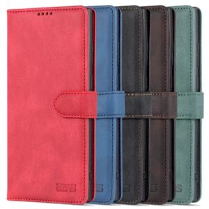 Brieftaschen-Handyhüllen für Samsung Galaxy S22 S21 Ultra Plus, reine Farbe, Kalbsleder-Textur, PU-Leder, Flip-Kickstand-Abdeckung mit Bargeldfächern