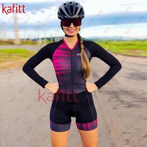 Kafitt long-sleeved cycling jersey sportswear Macaquinho GO sexy tight jumpsuit women's triathlon suit 220301