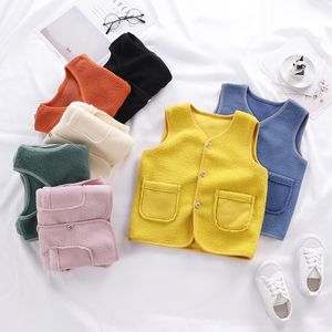 Fleece Vests For Girls Boys Toddler Cardigan Clothes Kids Waistcoat Sleeveless Jacket Warm Autumn And Winter Outerwear 20220223 H1