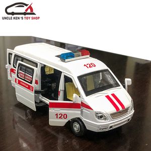 Diecast russo GAZ Gazel scala modello di ambulanza, giocattoli della polizia in metallo taxi auto per ragazzi o bambini come regali con funzioni LJ200930
