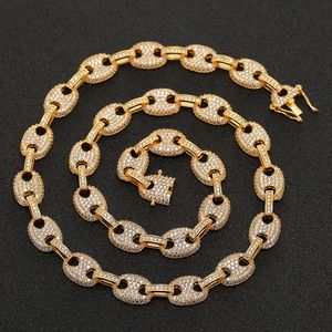 16-24Inches Iced Out CZ Link Beads Chains Necklace Gold Silver Cubic Zirconia Chain for Men Women