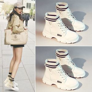 Mulher Girl Martin Snow Boots Boots coreanos de estilo britânico tênis de couro casual tendência de bota feminina