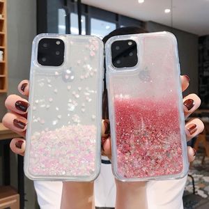 Ciecz Quicksand Bling Glitter Phone Case dla iPhone Pro Max XS X XR S Plus Woda Shine Silikonowa Skrzynka Cover Faxa