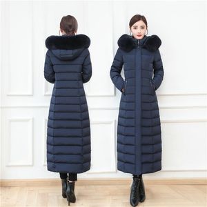 Women's Down & Parkas Extra Long Jacket Women Winter Coat White Duck Fur Hooded Warm Outerwear Overcoat Plus Size S-4XL1