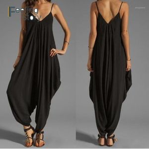 Kvinnors Jumpsuits Rompers Strapless Backless Long for Women 2021 Casual Loose Black Jumpsuit Playsuits Full Bodysuit Sommar Overaller