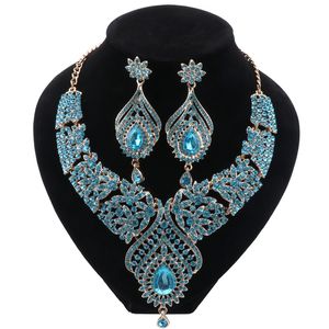 New Luxury Wedding Clear Crystal Necklace Earring Set Big Flower Bridal Jewelry Sets For Brides Women Party Prom Accessories