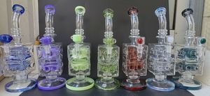 Farblose Shisha-Pistole aus sechsfarbigem Glas, Schäumvorrichtung der Ölbohrplattform. Volle Höhe 12,5 Zoll, kostenlose Quarzschale + Bild-Bubble-Ballschale