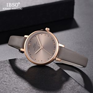 IBSO Brand Luxury Ladies Quartz Watch Leather Strap Montre Femme Fashion Women Wrist Watches Relogio Feminino Female Clock 201114