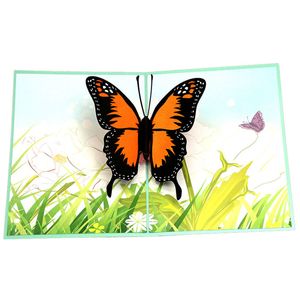 Lovely 3D Pop Up Cartoon Handmade Butterfly Greeting Cards Animal Thank You Postcard Festive Party Supplies