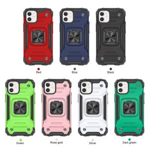 Per iPhone 13 Pro MAX 12 11 XS XR Hybrid Armour Brush Phone Cases Amourproof TPU PC Car Magnetic Kickstand Cover posteriore