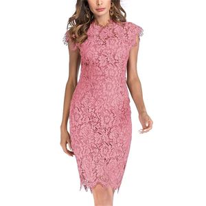 Summer Women Evening Party Dresses Sleeveless Lace Package Hip Bodycon Short Pencil Dress Lady Wrap Dresses