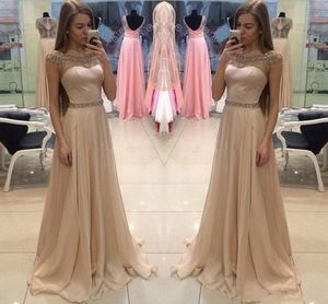 Prom 2021 Abiti di champagne Crystals Crystals perline pazzo paggerico pavimento in chiffon lunghezza personalizzati su misura da sera più size abiti da sera vestidos