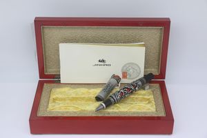 Jinhao top luxo prata-cinza dragão em relevo com bola vermelha caneta rolo artigos de papelaria escola material de escritório para caneta de presente