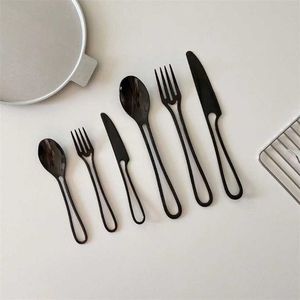 Elegant Life Argenteria Set di posate Utensili in acciaio inossidabile con coltello forchetta cucchiaio per cucina domestica Ristorante 211229