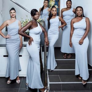 2021 New Bridesmaid Dresses African Mermaid One Shoulder Wedding Party Guest Gowns Maid of Honor Dress Custom Made