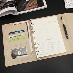 Retro Couro PU A5 Caderno Agenda Planejador de Agenda de Negócios Fichário Folhas Soltas Bloco de Notas Espiral Artigos de Escritório Material Escolar