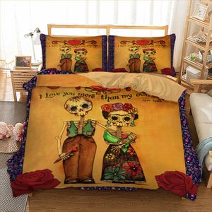 Cute love skull Bedding Set Duvet Cover With Pillowcases Twin Full Queen King Size Bedclothes 3pcs home textile LJ201127
