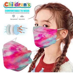 KN95 Children Face Masks Protective Disposable Layers Comfortable to wear Printing Gradient Heart dustproof Anti-fog Fish Willow Shaped Kid Facemasks