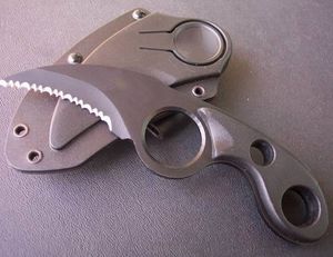 特別オファーKarambit Knife 440Cブラックの鋸歯状の刃フル唐のABSプラスチックハンドル固定ブレード爪の戦術のナイフKydex