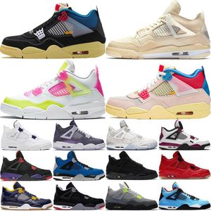 2021 Sail union 4 Mens Basket shoes 딥 오션 네온 메탈릭 팩 로열티 선인장 화이트 시멘트 4s 트레이너 남성 스포츠 스니커즈