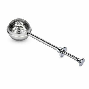 100st 18cm Rostfritt stål Spoon Retractable Ball Shape Metal Locking Spice Tea Silder Infuser Filter Squee