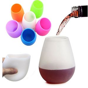 silicone wine glass colored stemless siliconecup unbreakable soft egg shape red wineglasses 400ml drinkware YFA2904