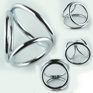 Metall Penis Ring 3 Größen Cock Cage Triple Helix Enhancer Sex Verzögerung Ringe Gadget Impotenz Sex Hilfe Erektion Bondage ring Erwachsene Spielzeug männlich