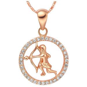 Skytten Iced Out Runda 18K Rose Gold Filled Womens Mens Hänge Halsbandskedja