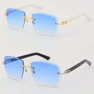 Wholesale Selling Rimless Sunglasses dazzle Lens Optical 3524012-A Original Plank Glasses High Quality Carved lense Glass Unisex