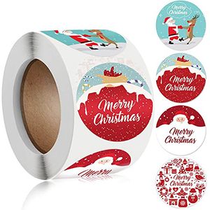Merry Christmas Stickers Labels Roll Round Christmas Tags 500 Adhesive Xmas Decorative Envelope Seals Stickers For Card Gift Boxes HH9-3357