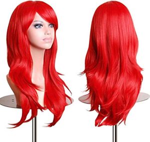 Długa odporna na ciepło Duża falista Dark Red Cosplay Wig